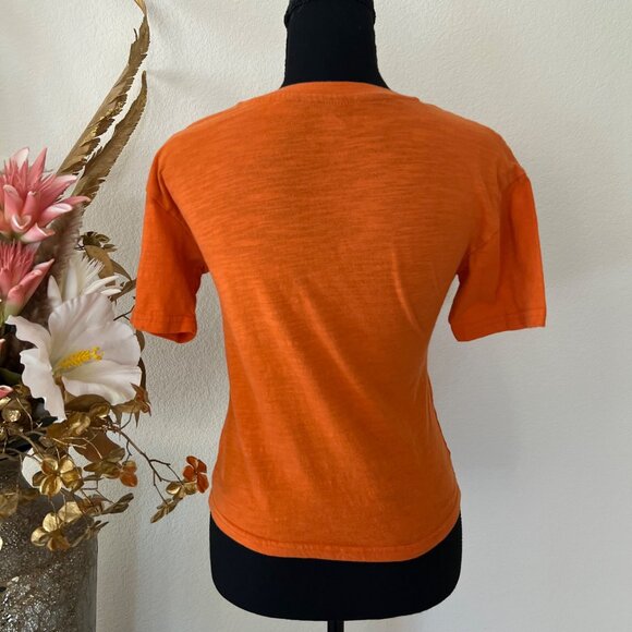 Y2K Jurassic World Baby-tee Orange Cotton Top - Picture 3 of 7